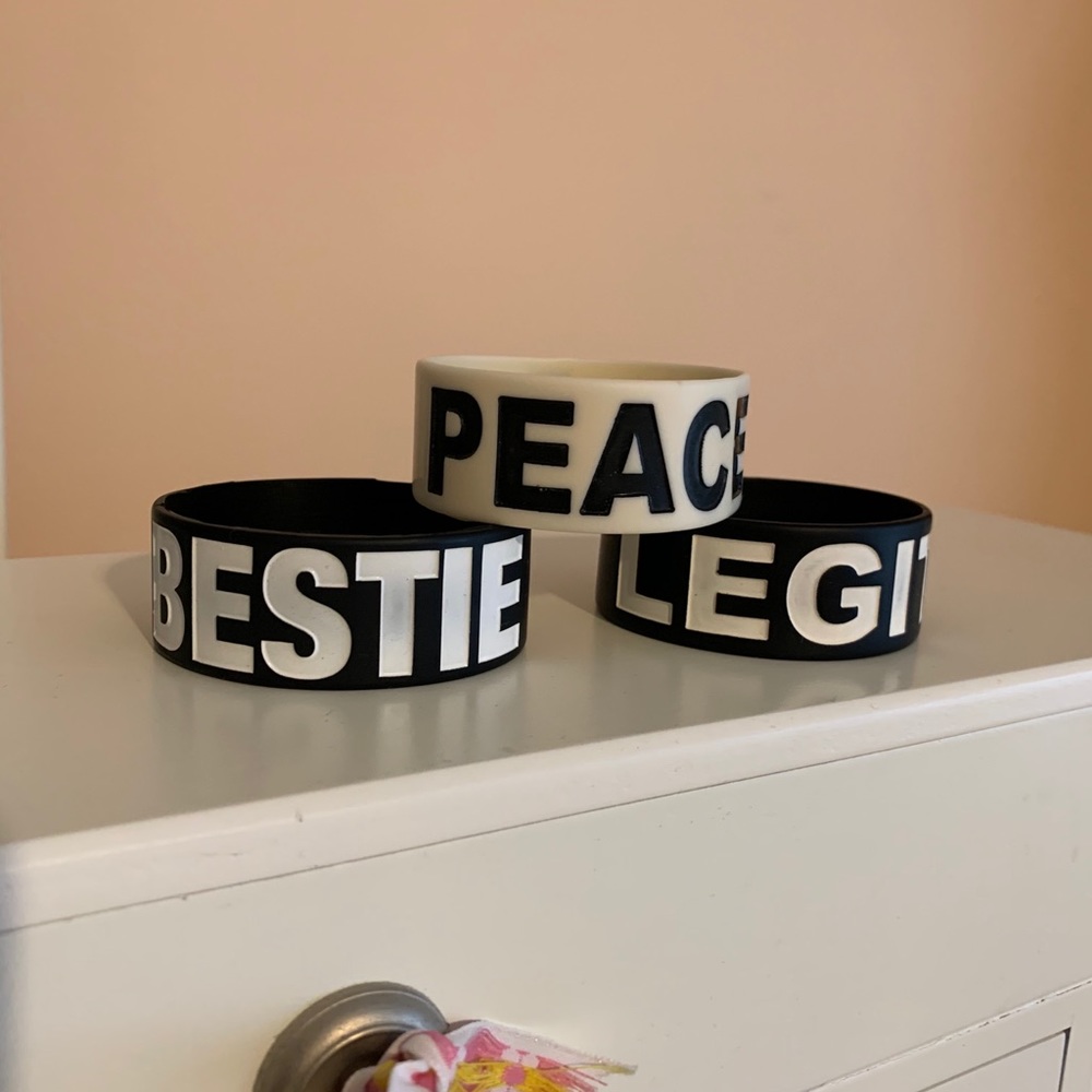 Three Jac Vanek Silicon Rubber Bracelets